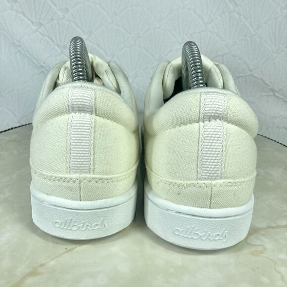 Allbirds Canvas Pacers Walking Sneakers 9 Cream Lace Up Low Top Casual Shoe NEW - Picture 8 of 14